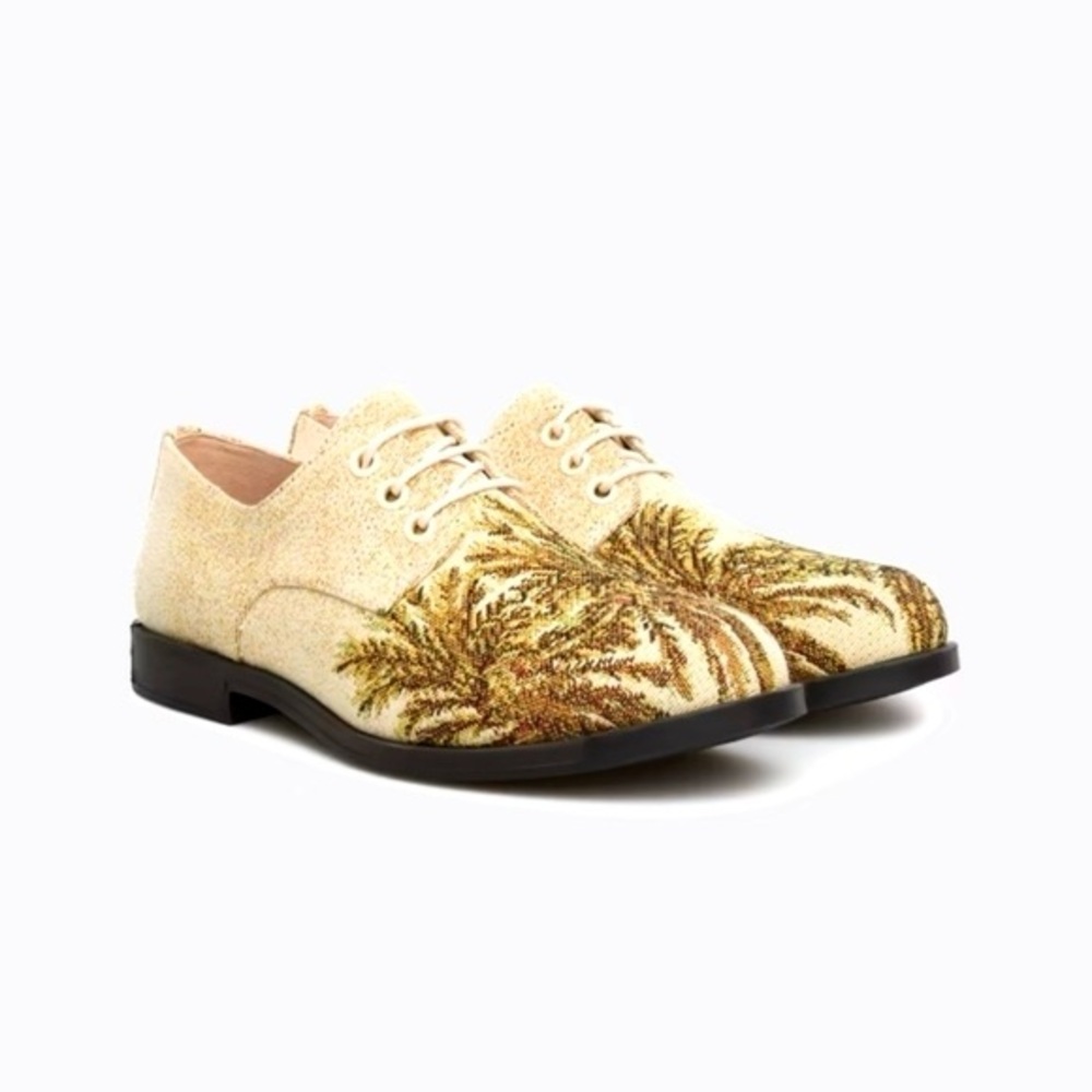 Camper twin  leather/ Canvass  printed shoes.